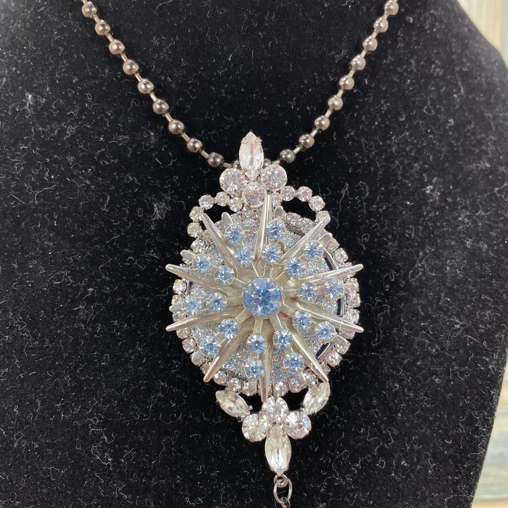 Adorned Crown Assemblage Blue Cluster Necklace